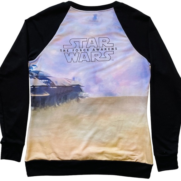 STAR WARS Her Universe Womens Small T Shirt Rey BB8 Long Sleeve Crew Neck Black - Picture 3 of 6